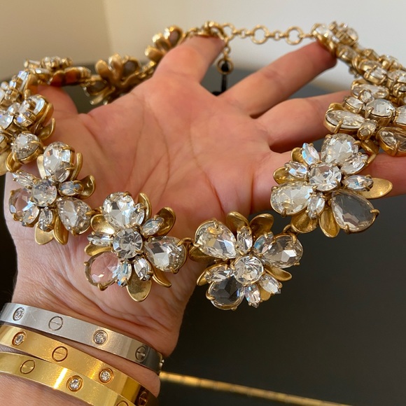 NWT luxe party authentic classic J. Crew flower bomb crystal statement necklace - Picture 14 of 17